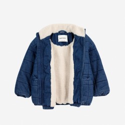 Bobo Choses - Denimowa kurtka ocieplana Kids Funny Face jacket - blue