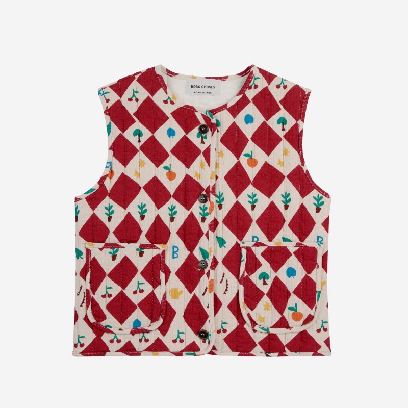 Bobo Choses - Kamizelka pikowana Kids Harlequin all over vest - red