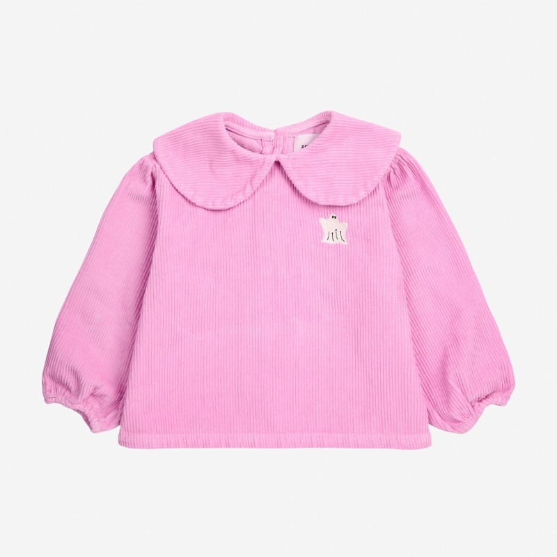 Bobo Choses - Sztruksowa bluzka z ozdobnym kołnierzykiem Baby Funny Ghost blouse - pink