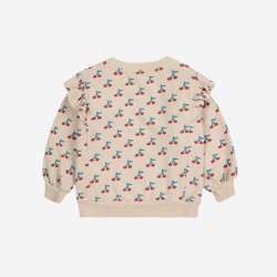 Bobo Choses - Bawełniana bluza z falbankami Baby Cherry all over sweatshirt - white