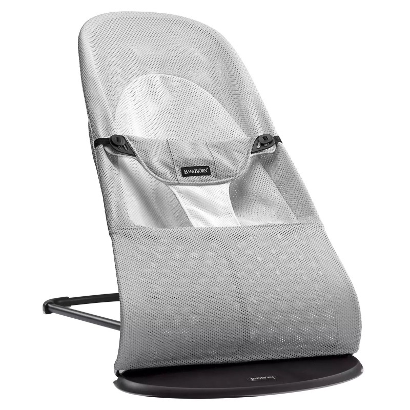 BABYBJORN - leżaczek BALANCE SOFT MESH - Srebrny / Biały