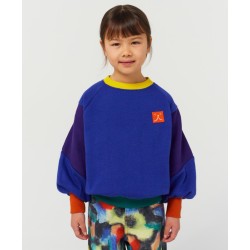 Bobo Choses - Bawełniana bluza z raglanowymi rękawami Kids Funny Face patch sweatshirt - blue