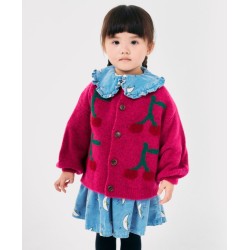 Bobo Choses - Dzianinowy kardigan z guzikami Kids Bobo Cherry intarsia - fuchsia