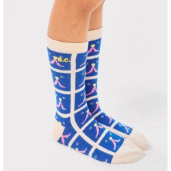 Bobo Choses - Skarpety Kids Funny Face all over long socks - blue