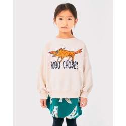 Bobo Choses - Bawełniana bluza z nadrukiem Kids The Clever Fox sweatshirt - offwhite