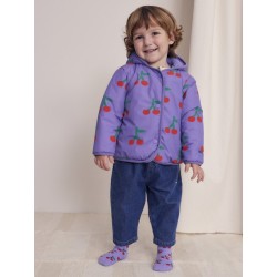 Bobo Choses - Ocieplana kurtka z kapturem Baby Cherry all over anorak - purple