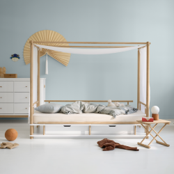 Oliver Furniture - Łóżko dziecięce z baldachimem CAMP, white/oak (90x180cm)