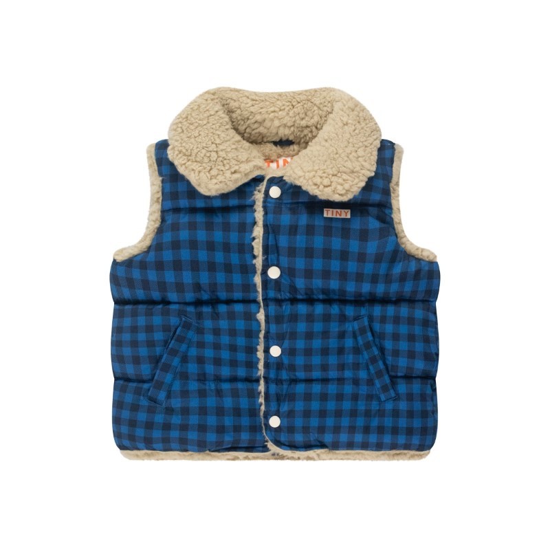 Tinycottons - Ocieplana kamizelka dziecięca VICHY PADDED VEST - blue/navy