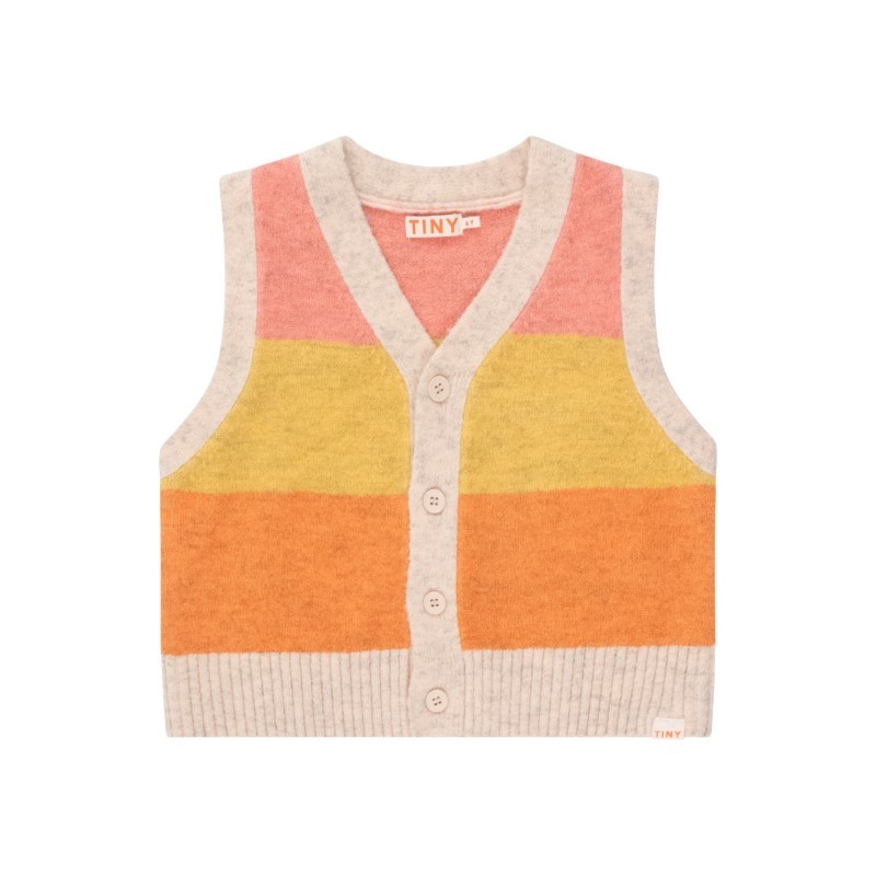 Tinycottons - Kamizelka dziecięca COLOR BLOCK TINY VEST - peach/eggnog/summer red