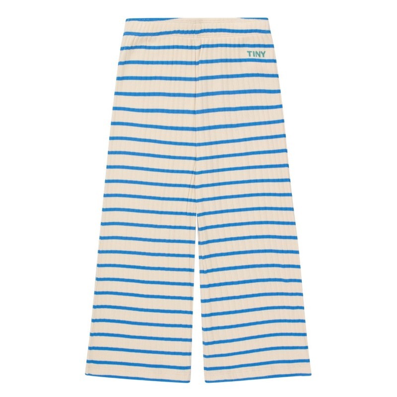 Tinycottons - Prążkowane spodnie dziecięce z szerokimi nogawkami RIB STRIPES PANT - vanilla