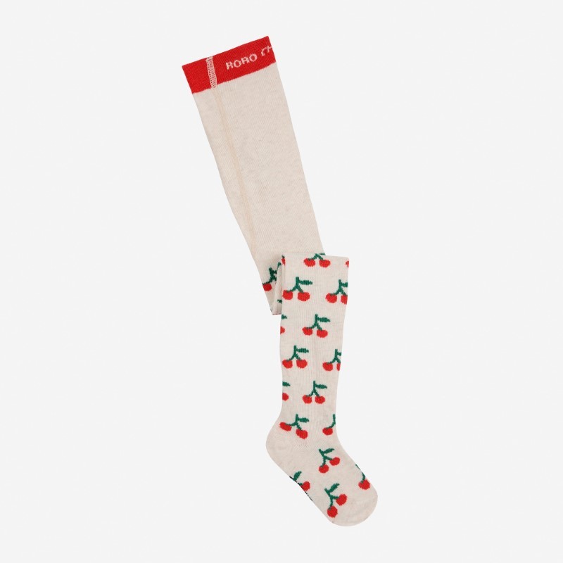 Bobo Choses - Rajstopy Baby Cherry all over tights - offwhite