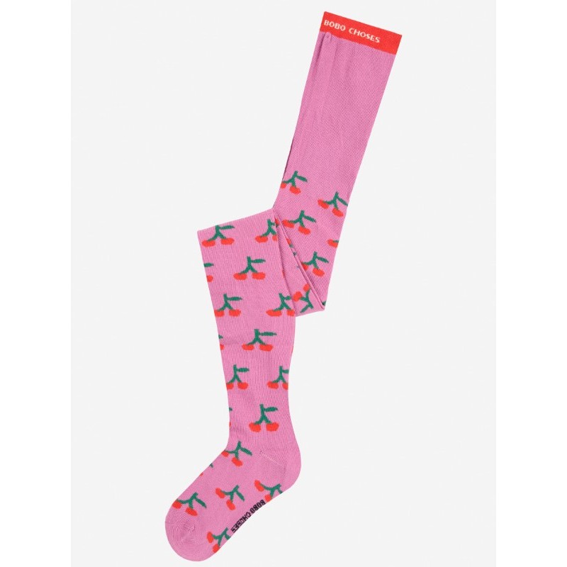 Bobo Choses - Rajstopy Kids Bobo Cherry all over tights - light pink