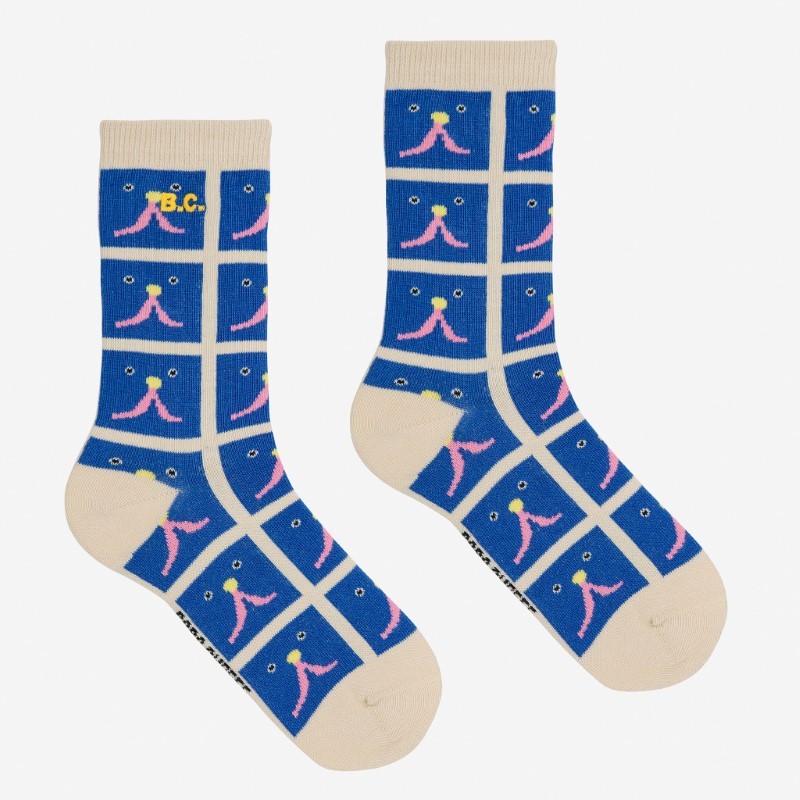 Bobo Choses - Skarpety Kids Funny Face all over long socks - blue