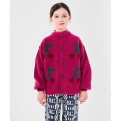 Bobo Choses - Dzianinowy kardigan z guzikami Kids Bobo Cherry intarsia - fuchsia