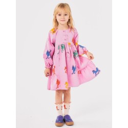 Bobo Choses - Sukienka popelinowa z nadrukiem Kids Wonder Horse all over dress - pink