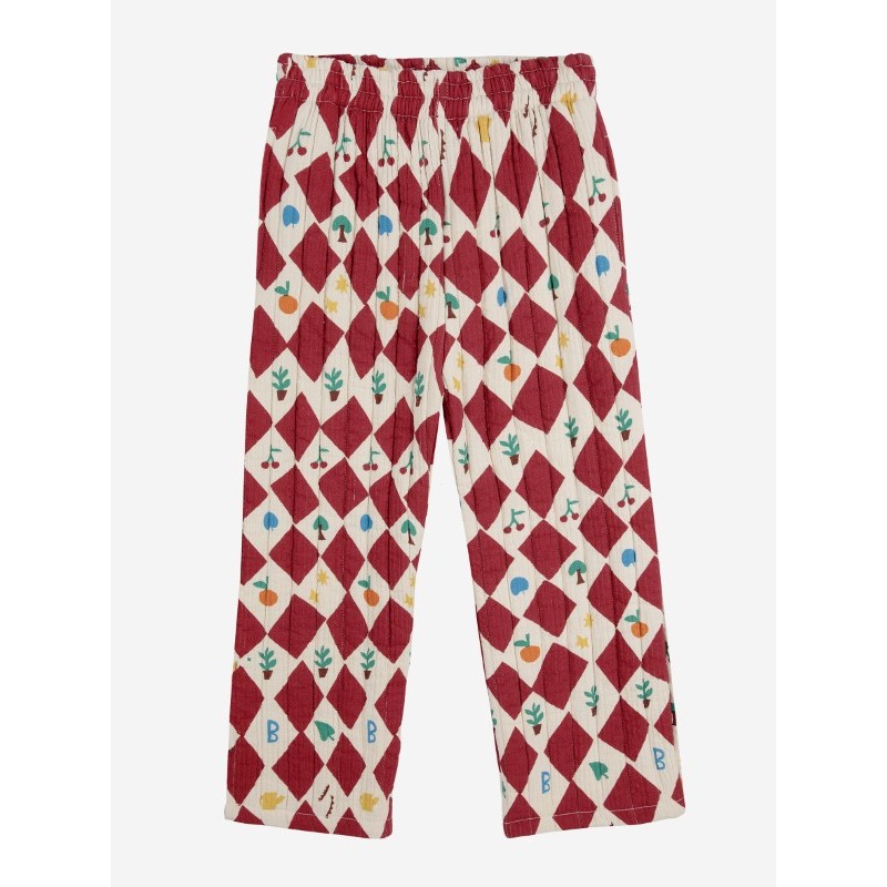 Bobo Choses - Pikowane spodnie z plisowaniem Kids Harlequin all over pants - red