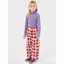 Bobo Choses - Pikowane spodnie z plisowaniem Kids Harlequin all over pants - red