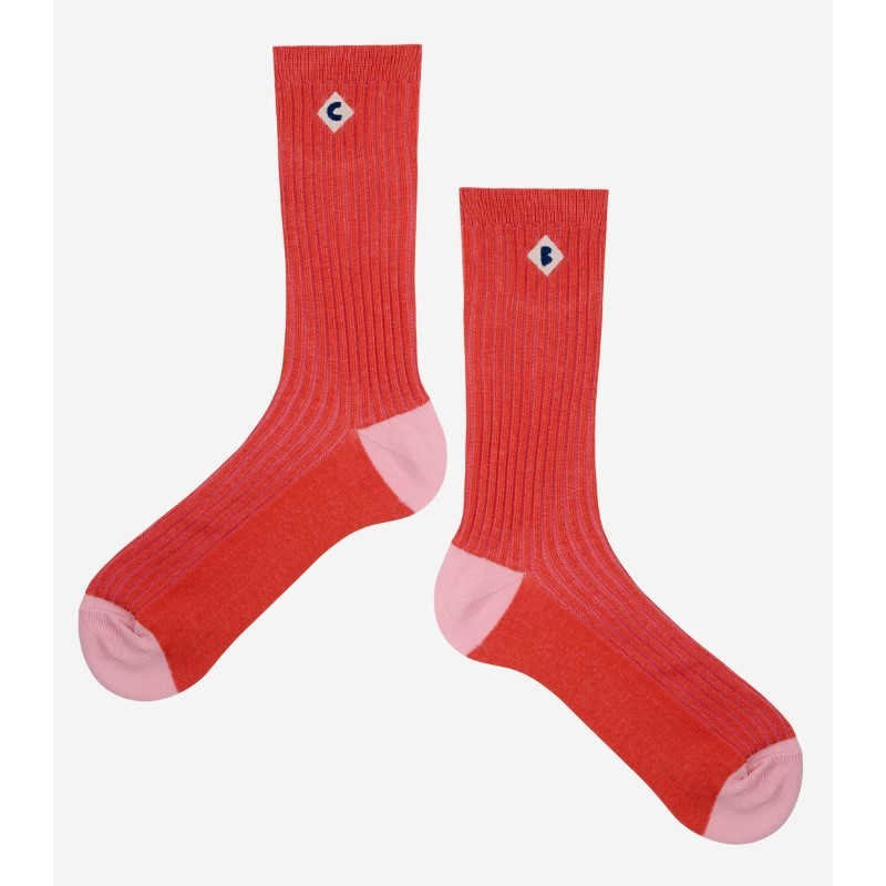 Bobo Choses - Skarpety Adult Color block long socks - red