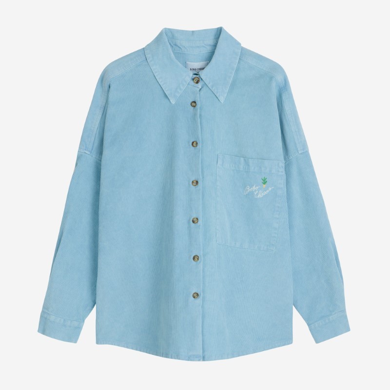 Bobo Choses - Sztruksowa koszula z haftem Embroidery Adult - light blue