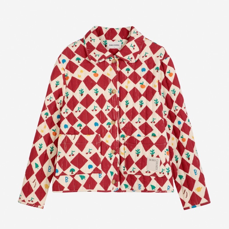 Bobo Choses - Krótka kurtka pikowana Harlequin printed Adult - red