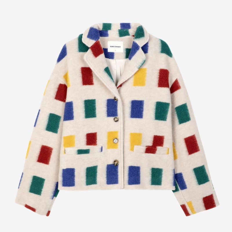 Bobo Choses - Kurtka żakardowa Color game print Adult - offwhite