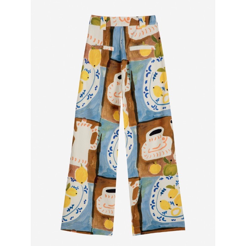 Bobo Choses - Plisowane spodnie ze szlufkami wide-leg Abstract Tea Time printed Adult - multicolor