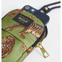 Wouf - Torebka na telefon i karty Phone Bag, Olive Leopard