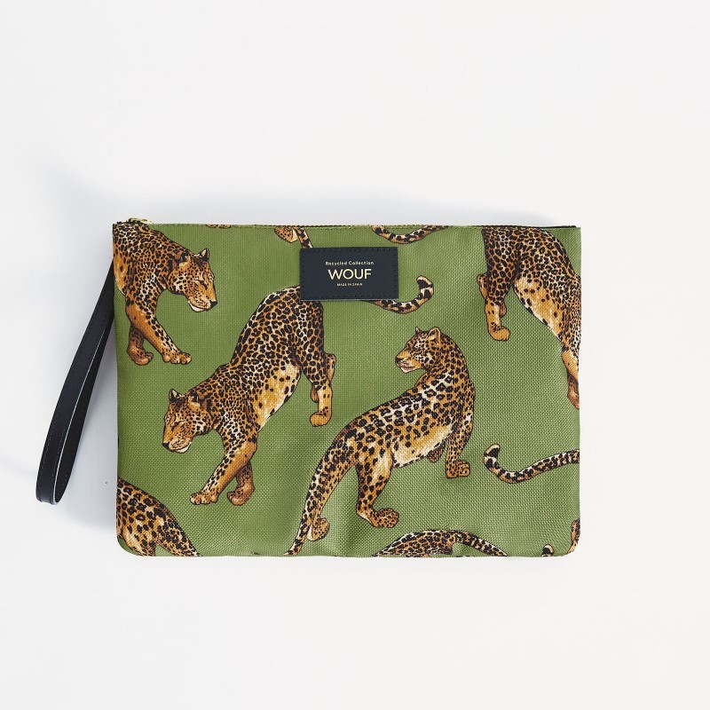 Wouf - Duża kosmetyczka Pouch Bag, Olive Leopard