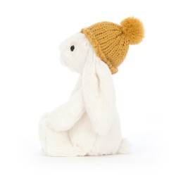 Jellycat - Przytulanka Bashful Królik w czapce musztardowej 18cm - kremowy