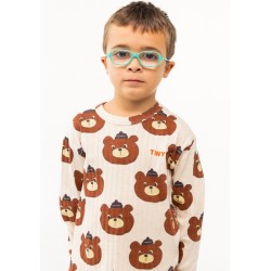 Tinycottons - Bawełniany longsleeve dziecięcy BEARS - light cream heather