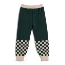 Kid Story - Spodnie z wełny merino, green chessboard