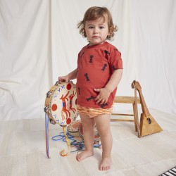 Bobo Choses - Bawełniany t-shirt z nadrukiem Baby Ant all over - burgundy red